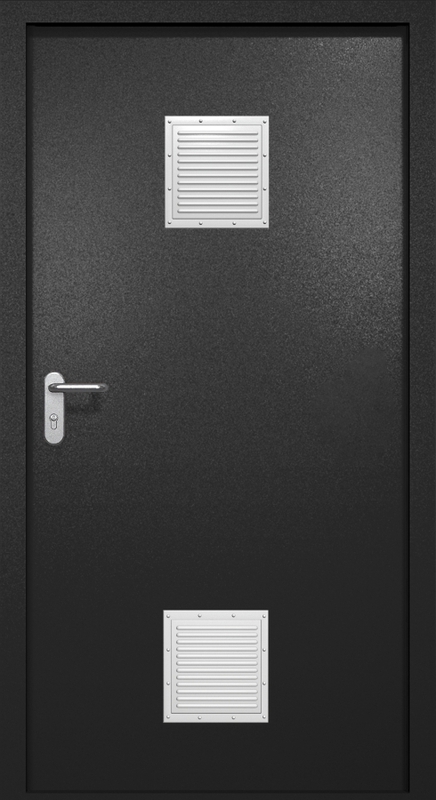 Однопольная противопожарная дверь EI-60 с двумя стыковочными узлами, окрас по RAL 9004