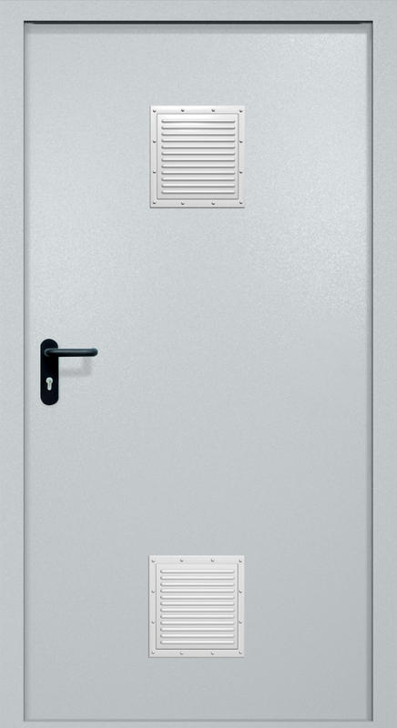 Однопольная противопожарная дверь EI-60 с двумя стыковочными узлами, окрас по RAL