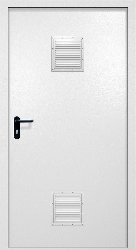 Однопольная противопожарная дверь EI-60 с двумя стыковочными узлами, окрас по RAL 9003