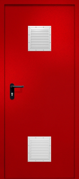 Однопольная противопожарная дверь EI-60 с двумя стыковочными узлами, окрас по RAL 3003