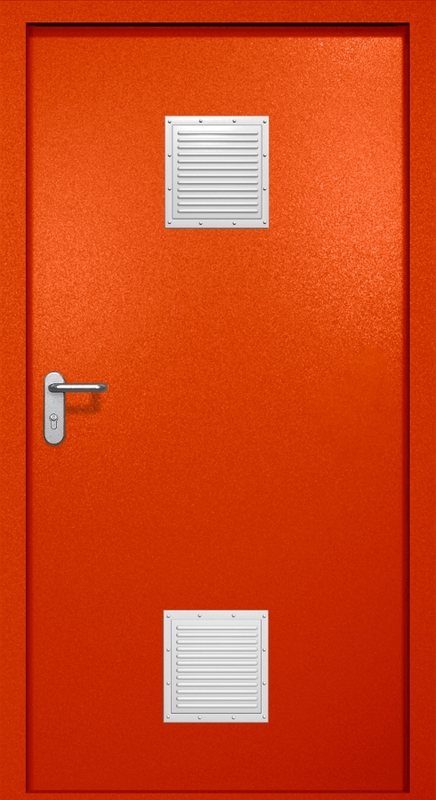 Однопольная противопожарная дверь EI-60 с двумя стыковочными узлами, окрас по RAL 3003