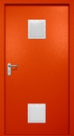 Однопольная противопожарная дверь EI-60 с двумя стыковочными узлами, окрас по RAL 3003