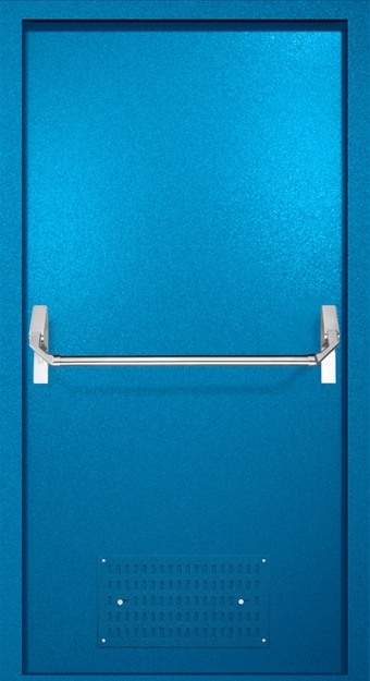 Однопольная противопожарная дверь EI-60 с вентиляцией и ручкой «Антипаника», окрас по RAL 5002