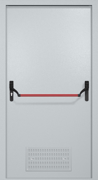 Однопольная противопожарная дверь EI-60 с вентиляцией и ручкой «Антипаника», окрас по RAL Однопольная противопожарная дверь EI-60 с вентиляцией и ручкой «Антипаника», окрас по RAL
