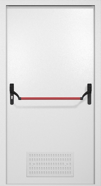Однопольная противопожарная дверь EI-60 с вентиляцией и ручкой «Антипаника», окрас по RAL 9003