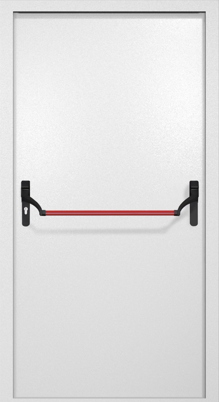 Однопольная противопожарная дверь EI-60 с ручкой «Антипаника», окрас по RAL 9003 Однопольная противопожарная дверь EI-60 с ручкой «Антипаника», окрас по RAL 9003