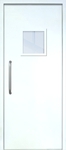 Однопольная техническая дверь с ручкой-скобой и квадратным стеклопакетом, окрас по RAL 9003