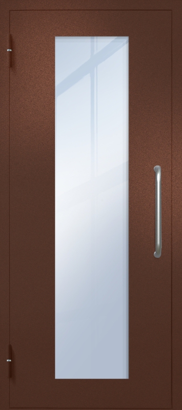 Однопольная техническая дверь с ручкой-скобой и максимальным стеклопакетом, окрас по RAL 8016
