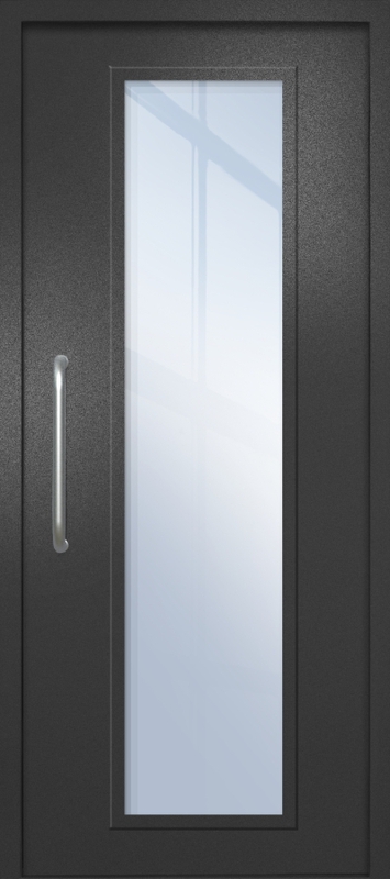 Однопольная техническая дверь с ручкой-скобой и максимальным стеклопакетом, окрас по RAL 9004 Однопольная техническая дверь с ручкой-скобой и максимальным стеклопакетом, окрас по RAL 9004