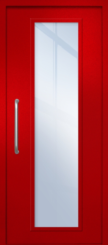 Однопольная техническая дверь с ручкой-скобой и максимальным стеклопакетом, окрас по RAL 3003