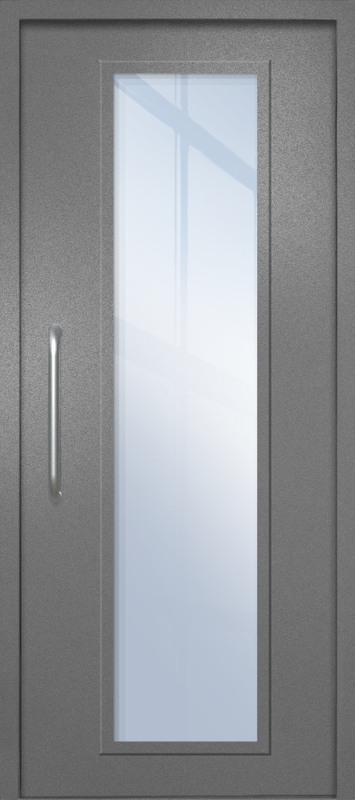 Однопольная техническая дверь с ручкой-скобой и максимальным стеклопакетом, окрас по RAL 7001
