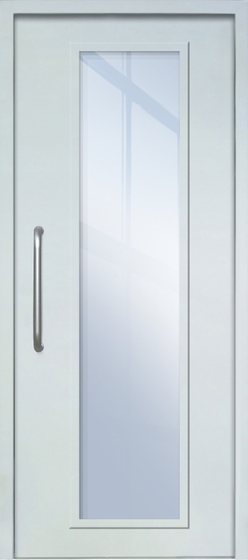 Однопольная техническая дверь с ручкой-скобой и максимальным стеклопакетом, окрас по RAL