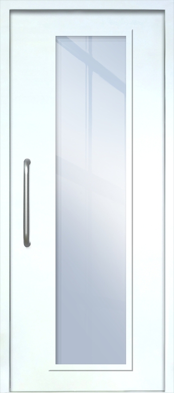 Однопольная техническая дверь с ручкой-скобой и максимальным стеклопакетом, окрас по RAL 9003