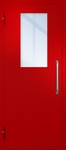 Однопольная техническая дверь с ручкой-скобой и широким стеклопакетом, окрас по RAL 3003