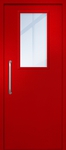 Однопольная техническая дверь с ручкой-скобой и широким стеклопакетом, окрас по RAL 3003