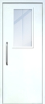 Однопольная техническая дверь с ручкой-скобой и широким стеклопакетом, окрас по RAL 9003