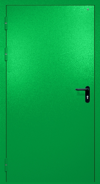 Однопольная противопожарная дверь EI-60 с электромагнитным замком, окрас по RAL 6037 Однопольная противопожарная дверь EI-60 с электромагнитным замком, окрас по RAL 6037