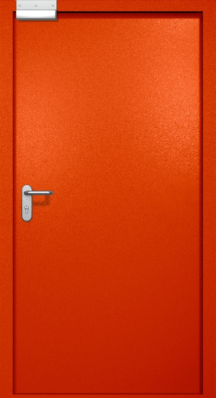 Однопольная противопожарная дверь EI-60 с электромагнитным замком, окрас по RAL 3003