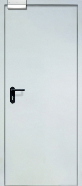 Однопольная противопожарная дверь EI-60 с электромагнитным замком, окрас по RAL