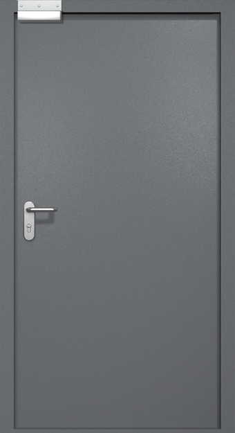 Однопольная противопожарная дверь EI-60 с электромагнитным замком, окрас по RAL 7001