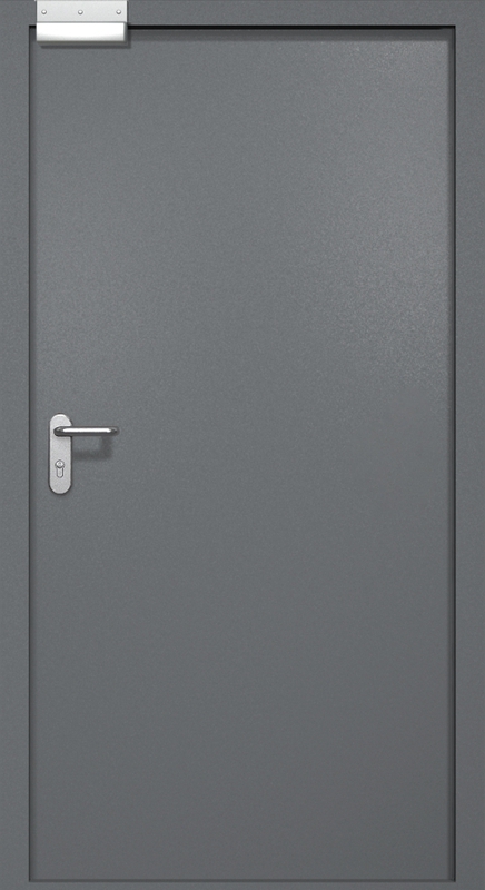 Однопольная противопожарная дверь EI-60 с электромагнитным замком, окрас по RAL 7001