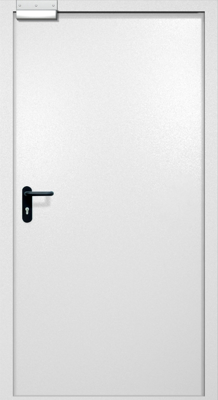 Однопольная противопожарная дверь EI-60 с электромагнитным замком, окрас по RAL 9003
