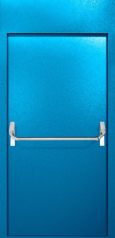 Однопольная противопожарная дверь EI-60 с верхней вставкой и ручкой «Антипаника», окрас по RAL 5002 Однопольная противопожарная дверь EI-60 с верхней вставкой и ручкой «Антипаника», окрас по RAL 5002