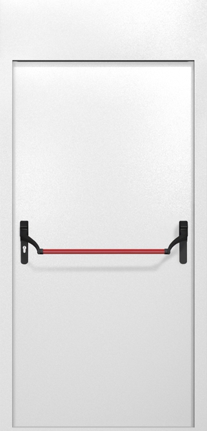 Однопольная противопожарная дверь EI-60 с верхней вставкой и ручкой «Антипаника», окрас по RAL 9003 Однопольная противопожарная дверь EI-60 с верхней вставкой и ручкой «Антипаника», окрас по RAL 9003