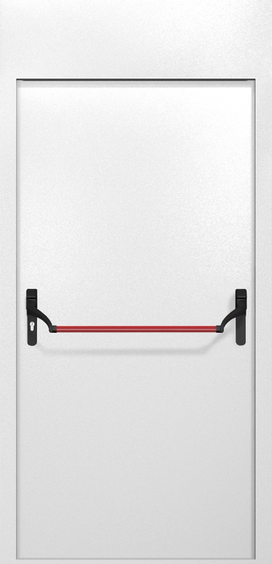 Однопольная противопожарная дверь EI-60 с верхней вставкой и ручкой «Антипаника», окрас по RAL 9003