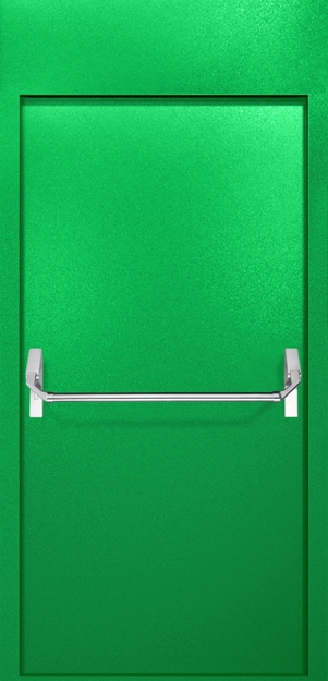 Однопольная противопожарная дверь EI-60 с верхней вставкой и ручкой «Антипаника», окрас по RAL 6037