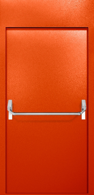 Однопольная противопожарная дверь EI-60 с верхней вставкой и ручкой «Антипаника», окрас по RAL 3003