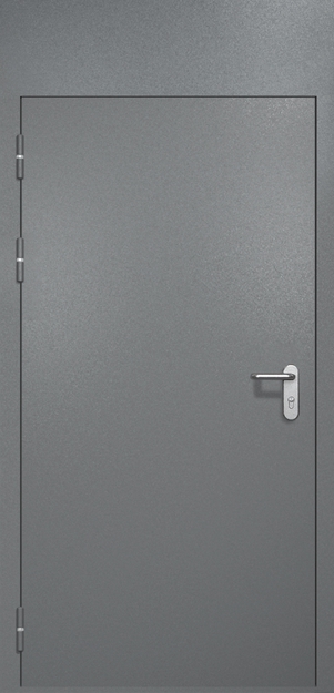 Однопольная противопожарная дверь EI-60 с верхней вставкой и ручкой «Антипаника», окрас по RAL 7001 Однопольная противопожарная дверь EI-60 с верхней вставкой и ручкой «Антипаника», окрас по RAL 7001