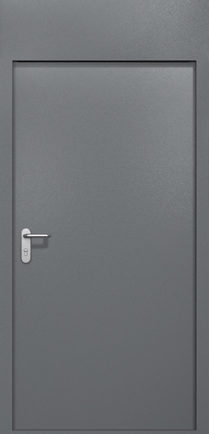 Однопольная противопожарная дверь EI-60 с верхней вставкой, окрас по RAL 7001