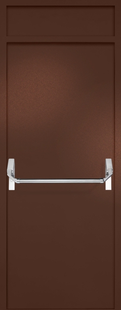Однопольная противопожарная дверь EI-60 с верхней вставкой и ручкой «Антипаника», окрас по RAL 8016