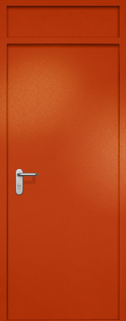 Однопольная противопожарная дверь EI-60 с верхней вставкой, окрас по RAL 3003 Однопольная противопожарная дверь EI-60 с верхней вставкой, окрас по RAL 3003