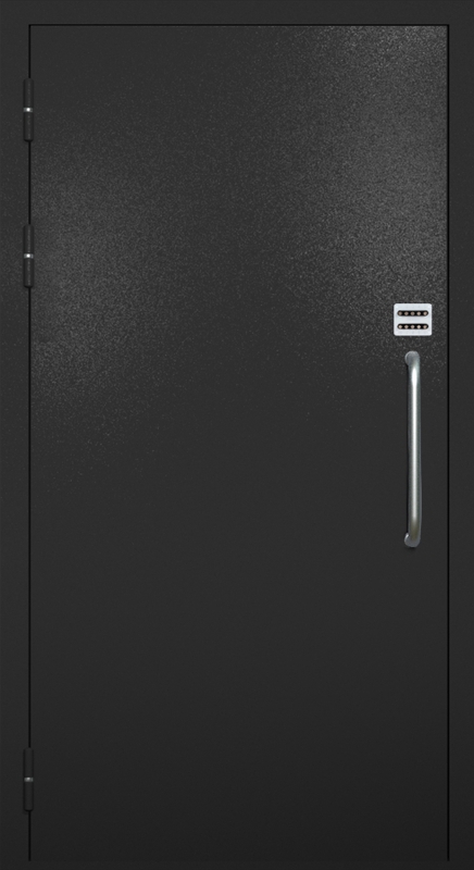 Однопольная техническая дверь с ручкой-скобой и кодовым замком, окрас по RAL 9004