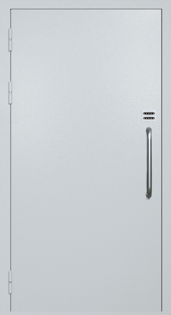 Однопольная техническая дверь с ручкой-скобой и кодовым замком, окрас по RAL