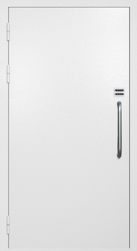 Однопольная техническая дверь с ручкой-скобой и кодовым замком, окрас по RAL 9003