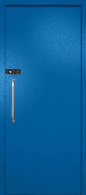 Однопольная техническая дверь с ручкой-скобой и кодовым замком, окрас по RAL 5002