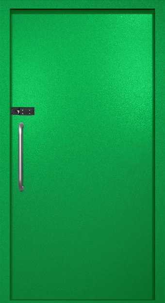 Однопольная техническая дверь с ручкой-скобой и кодовым замком, окрас по RAL 6037