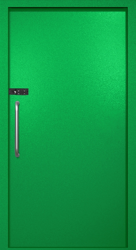 Однопольная техническая дверь с ручкой-скобой и кодовым замком, окрас по RAL 6037