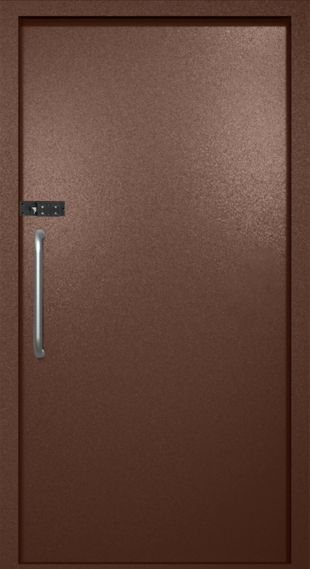 Однопольная техническая дверь с ручкой-скобой и кодовым замком, окрас по RAL 8016