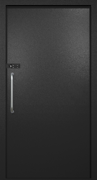 Однопольная техническая дверь с ручкой-скобой и кодовым замком, окрас по RAL 9004