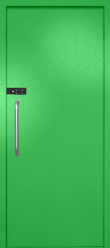 Однопольная техническая дверь с ручкой-скобой и кодовым замком, окрас по RAL 6037