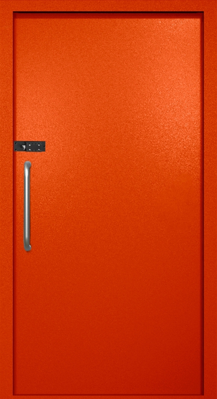 Однопольная техническая дверь с ручкой-скобой и кодовым замком, окрас по RAL 3003 Однопольная техническая дверь с ручкой-скобой и кодовым замком, окрас по RAL 3003