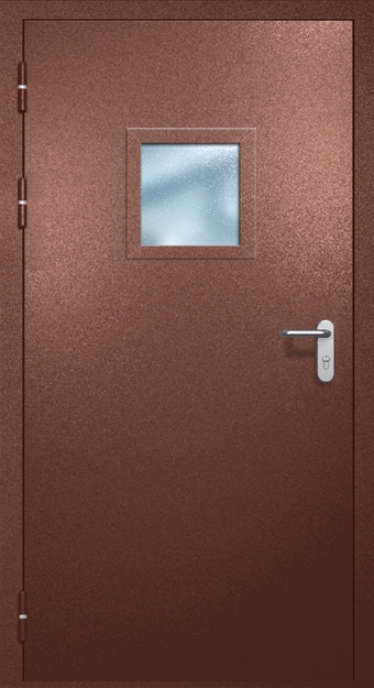 Однопольная противопожарная дверь EI-60 с квадратным стеклопакетом, окрас по RAL 8016 Однопольная противопожарная дверь EI-60 с квадратным стеклопакетом, окрас по RAL 8016