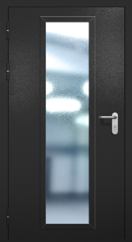 Однопольная противопожарная дверь EIW-60 с максимальным стеклопакетом, окрас по RAL 9004