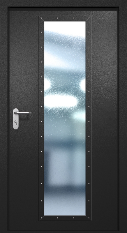 Однопольная противопожарная дверь EIW-60 с максимальным стеклопакетом, окрас по RAL 9004