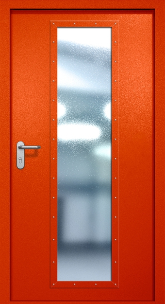Однопольная противопожарная дверь EIW-60 с максимальным стеклопакетом, окрас по RAL 3003