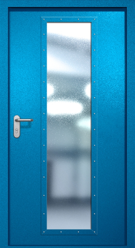 Однопольная противопожарная дверь EIW-60 с максимальным стеклопакетом, окрас по RAL 5002